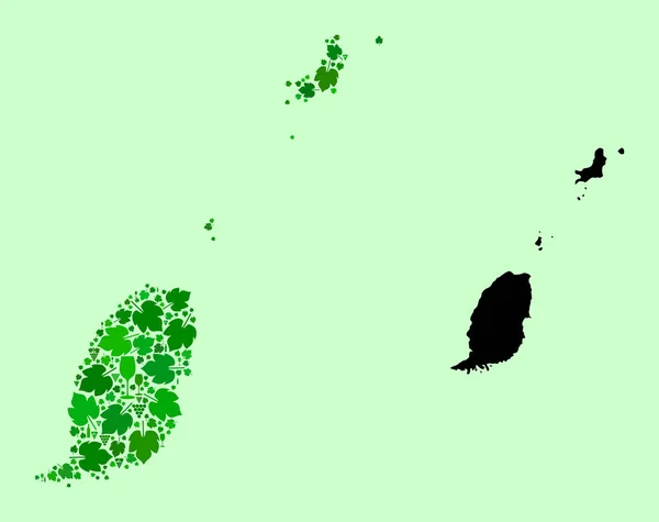 格林纳达群岛地图-葡萄酒和葡萄结合部 — 图库矢量图片