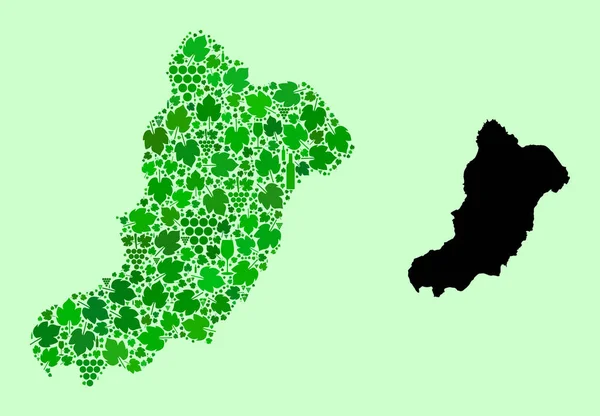 Karta över La Graciosa - Mosaik av vin och druvor — Stock vektor