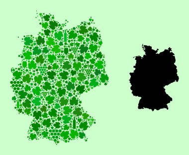 Almanya Haritası - Şarap ve Üzüm Yaprakları Mozaiği