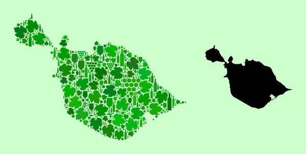 Mapa de las Islas Heard y McDonald - Composición de hojas de vino y uvas — Archivo Imágenes Vectoriales