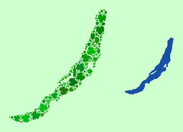 Carte du Baïkal - Composition du vin et des feuilles de raisin — Image vectorielle