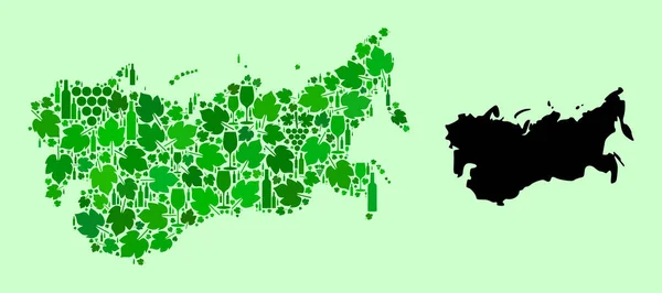 Mapa SSSR - Mozaika vína a vinných listů — Stockový vektor