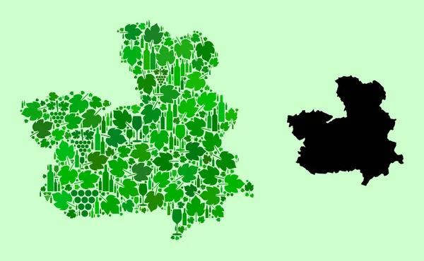 Mapa da Província de Castela-La Mancha - Composição de Vinhos e Uvas — Vetor de Stock