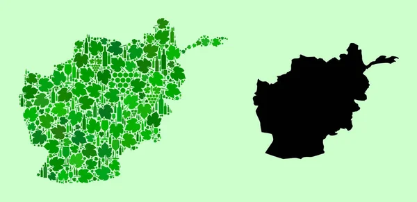 Mapa do Afeganistão - Composição de Vinhos e Uvas — Vetor de Stock