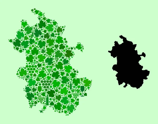 Mapa da Província de Anhui - Composição de Vinhos e Uvas — Vetor de Stock