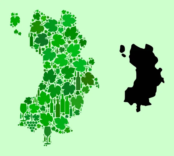 Karta över Ko Tao - Mosaik av vin och druvor — Stock vektor