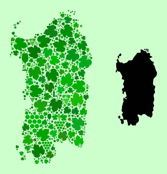 Mapa da Região da Sardenha - Composição de Vinhos e Uvas — Vetor de Stock