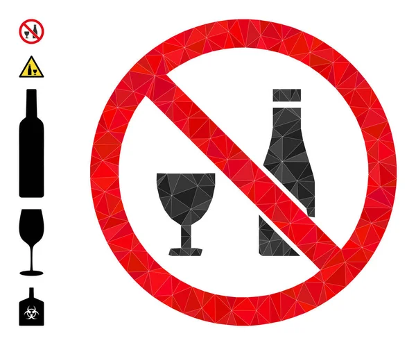 Запретить алкогольную многоугольную икону и другие иконы — стоковый вектор