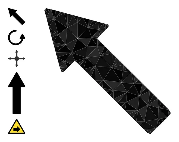 Lewa w górę Arrow Polygonal ikona i inne ikony — Wektor stockowy