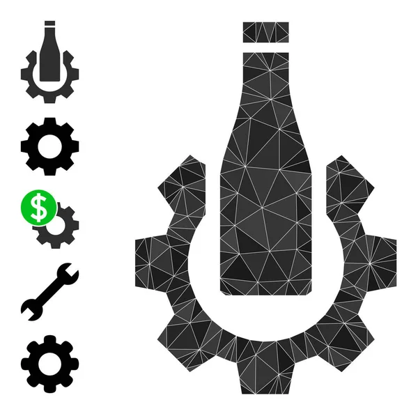 Pivní průmysl Polygonální ikony a další ikony — Stockový vektor