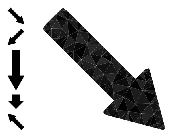 Flèche vers le bas Icône polygonale et autres icônes — Image vectorielle