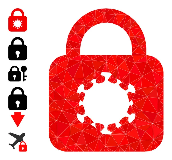 Virus Lock háromszög ikon és egyéb ikonok — Stock Vector