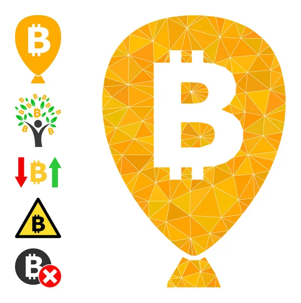Bitcoin ballong triangel ikonen och andra ikoner — Stock vektor