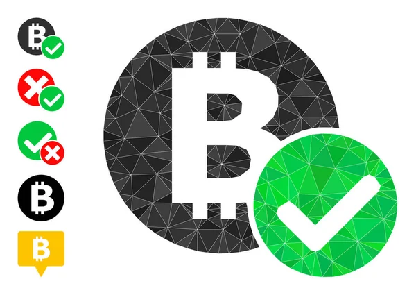 Accept Bitcoin Polygonal Icon and Other Icons — Stock Vector