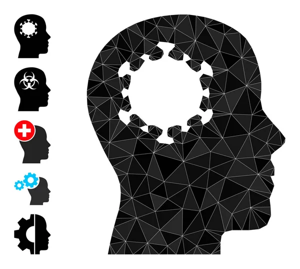 Infecção cerebral Ícone poligonal e outros ícones —  Vetores de Stock