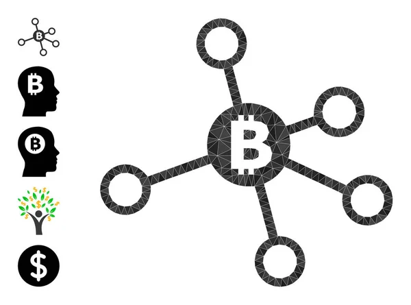 Bitcoin Düğümleri Çokgen Simgesi ve Diğer Simgeler — Stok Vektör