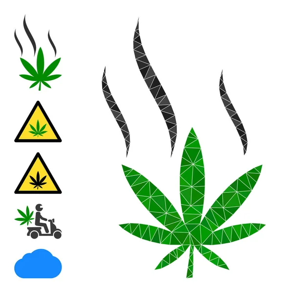 Cannabis Smoke Ícone poligonal e outros ícones —  Vetores de Stock