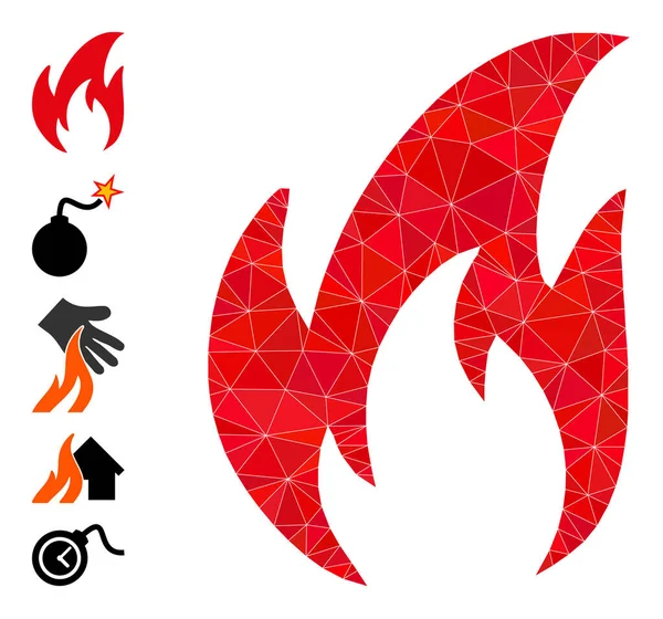 Ícone de triângulo de fogo e outros ícones —  Vetores de Stock