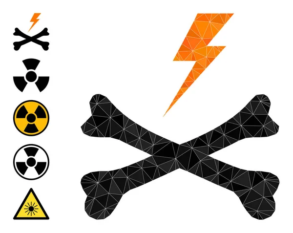 Icono poligonal de peligro eléctrico y otros iconos — Archivo Imágenes Vectoriales