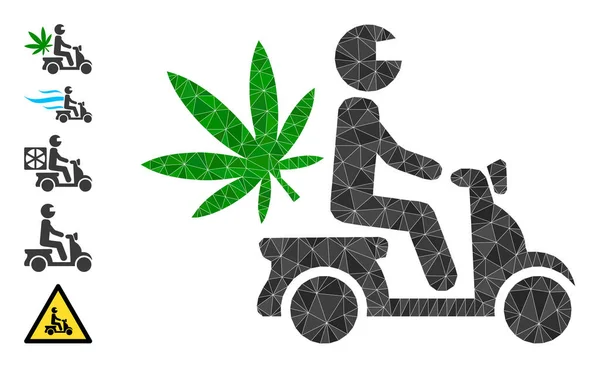 Marihuana Motocykl dodání Polygonální ikona a další ikony — Stockový vektor