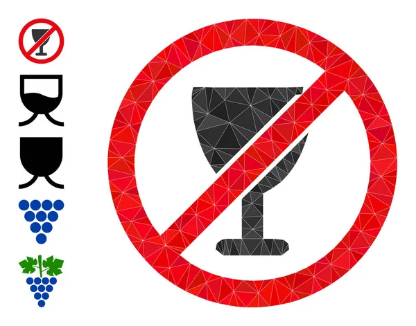Заборонити Вино Скляна багатокутна ікона та інші значки — стоковий вектор