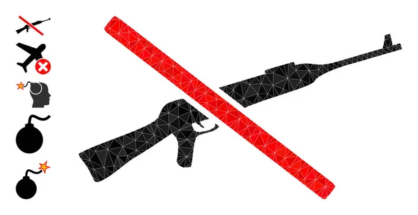 Alto Kalashnikov pistola icono poligonal y otros iconos — Vector de stock