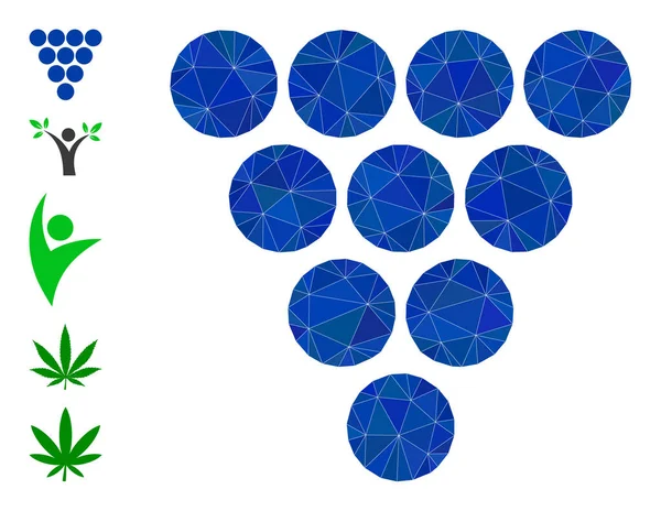 Uvas Ícone poligonal e outros ícones —  Vetores de Stock