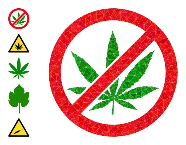 Forbid Cannabis Triangle Icon and Other Icons — Stock Vector