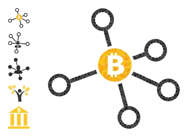 Bitcoin Düğümü Çokgen Simgesi ve Diğer Simgeleri Bağlar — Stok Vektör