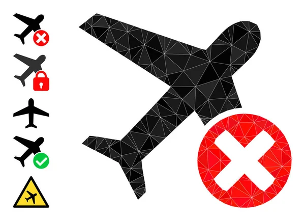 Closed Airplane Triangle Icon and Other Icons — Stock Vector