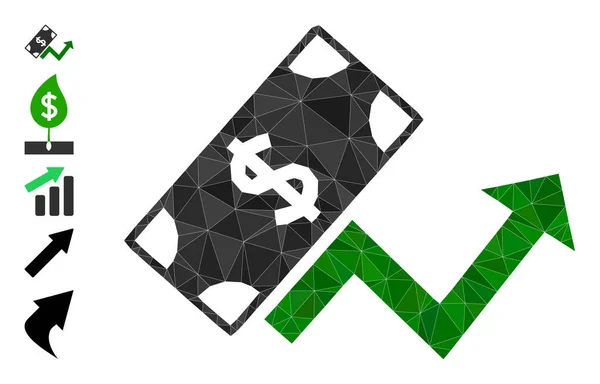 Dollar tillväxt Trend Polygonal ikon och andra ikoner — Stock vektor