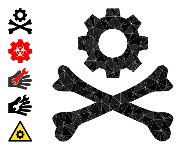 Icono del Triángulo de Mecánica de la Muerte y Otros Iconos — Archivo Imágenes Vectoriales