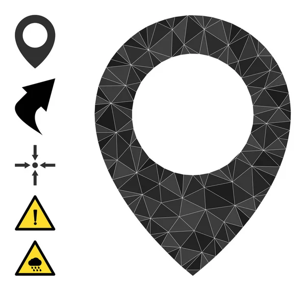 Mapa Pointer Ícone poligonal e outros ícones —  Vetores de Stock