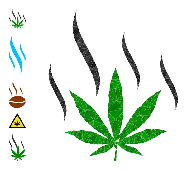 Marijuana Aroma Polygonal Ikon och andra ikoner — Stock vektor