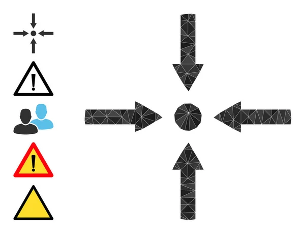 Meeting Point Arrows Ikona wielokątna i inne ikony — Wektor stockowy