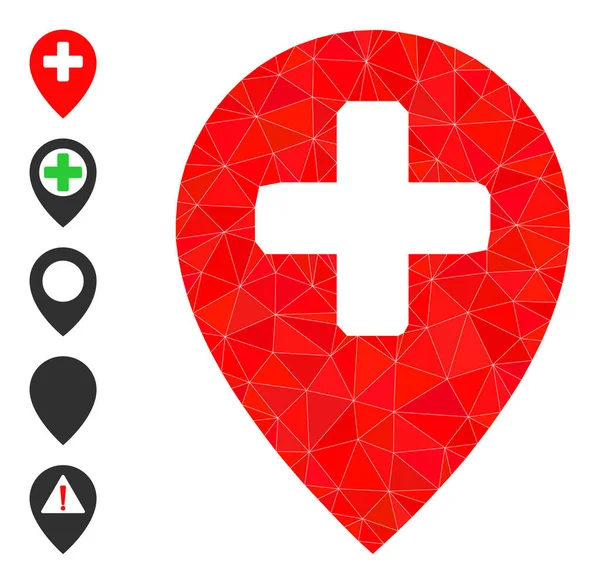Carte clinique Icône du triangle pointeur et autres icônes — Image vectorielle
