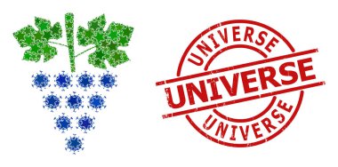 Virüs Üzümleri Yıldız Mozaiği ve Evren Kauçuk Damgası