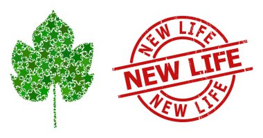 Üzüm Yaprağı Mozaiği ve Yeni Hayat Grunge Mührü