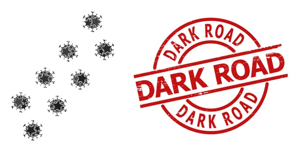 Virus Trace Star Mosaic und Dark Road Grunge Seal — Stockvektor