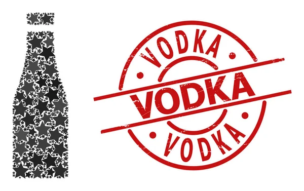 Pivní láhev Star Mosaic a Vodka Grunge Seal — Stockový vektor