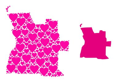 Angola 'nın Pembe Aşk Kalbi Mozaik Haritası