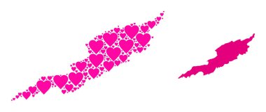 Anguilla Adasının Pembe Güzel Kolaj Haritası