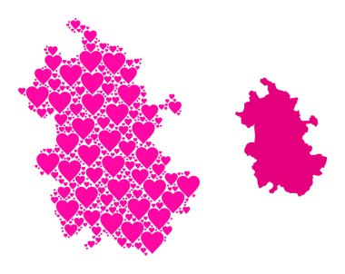 Anhui Eyaletinin Pembe Aşk Modeli Haritası