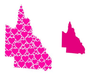 Avustralya Queensland Pembe Kalp Mozaik Haritası