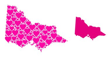 Avustralya Victoria 'nın Pembe Aşk Kalbi Mozaik Haritası