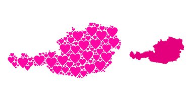 Avusturya Pembe Sevgililer Günü Kolajı Haritası