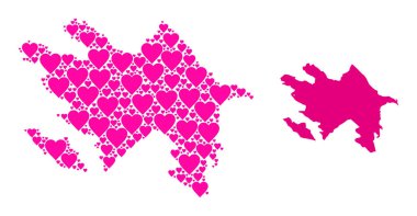 Pembe Aşk Kalbi Mozaik Azerbaycan Haritası