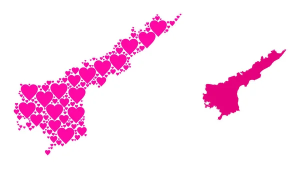 Pink Lovely Collage Map of Andhra Pradesh State — Stockový vektor