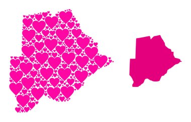 Botswana 'nın Pembe Kalp Kolajı Haritası