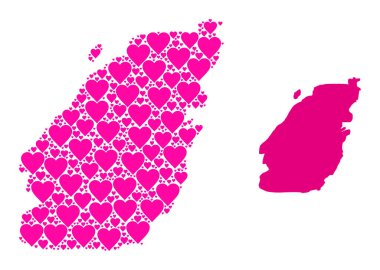 Bowen Adası Pembe Sevgililer Günü Kolajı Haritası